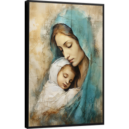 Quadro Decorativo Canvas Flutuante Moldura Filete Jesus Cristo Maria Gg 02 - 1