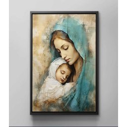 Quadro Decorativo Canvas Flutuante Moldura Filete Jesus Cristo Maria Gg 02 - 3