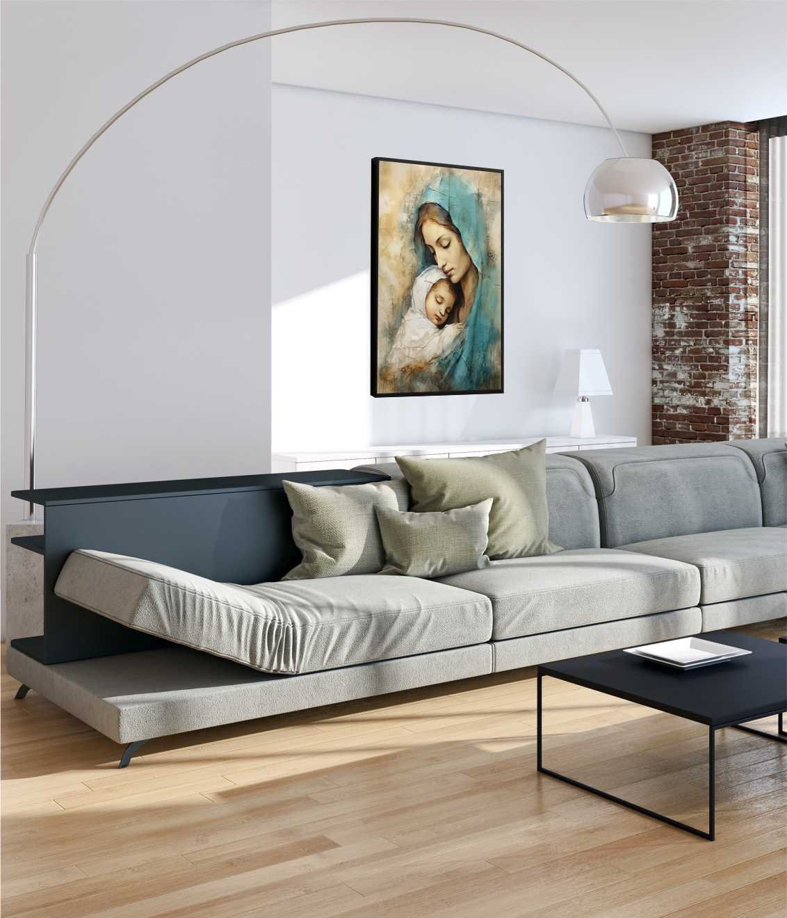 Quadro Decorativo Canvas Flutuante Moldura Filete Jesus Cristo Maria Gg 02 - 4