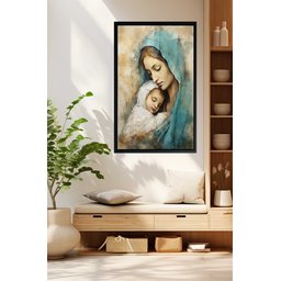 Quadro Decorativo Canvas Flutuante Moldura Filete Jesus Cristo Maria Gg 02 - 2