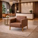 Ver imagem 1 de Poltrona Elegance Decorativa Linho Sala Estar Luxo Moderna - Marrom