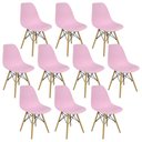 Ver imagem 1 de Kit 10 Cadeiras Charles Eames Eiffel Dsw - Base de Madeira Clara - Rosa Claro Multicolorido