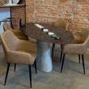 Ver imagem 2 de Mesa de Jantar Cone Oval Cimento Queimado com Tampo Pedra, Mármore e Granito Tatu Bola Móveis