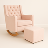 Poltrona Sofá Cadeira Amamentação Balanço C Puff Pés Madeira - Rosa - 3