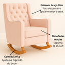 Ver imagem 4 de Poltrona Sofá Cadeira Amamentação Balanço C Puff Pés Madeira - Rosa