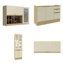 Ver imagem 2 de Cozinha Compacta Modulada 4 Peças com Cristaleira LED Rodapé e sem Tampo de Pia Nanda Nature/ Arenas