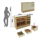 Ver imagem 4 de Cozinha Compacta Modulada 4 Peças com Cristaleira LED Rodapé e sem Tampo de Pia Nanda Nature/ Arenas