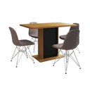 Ver imagem 6 de Mesa Jantar Londres Tampo Canela 120cm Base Preta 4 Cadeiras Ferro Branco Estofado Nude Médio