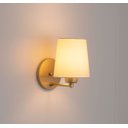 Ver imagem 2 de Arandela Dourada Cúpula Cone Tecido Cru Quarto/cabeceira.:dourado