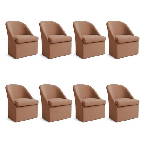 Kit 8 Poltronas Decorativas Malli Boucle - Pallazio Cor:Terracota