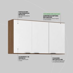 Armário Aéreo 120cm 3 Portas Firenze - 9