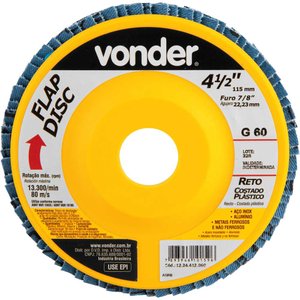 Flap Disc 4.1/2 G60 Costado Pvc Reto para Aço Carbono e Ino