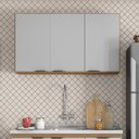 Ver imagem 1 de Armário Aéreo 120cm 3 Portas Firenze Marrom/Amêndola Touch/Nude Prime Tx