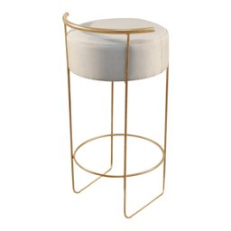 Banqueta Olivia em Linho e Base Metal Dourado Agarb Decor:linho Bege Claro - 3