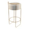 Banqueta Olivia em Linho e Base Metal Dourado Agarb Decor:linho Bege Claro - 3