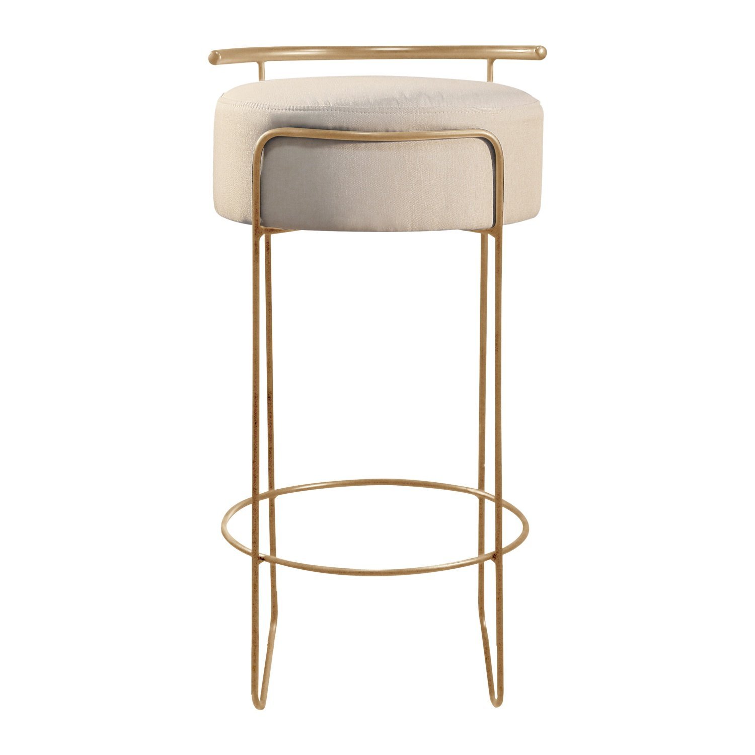 Banqueta Olivia em Linho e Base Metal Dourado Agarb Decor:linho Bege Claro - 2