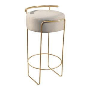 Banqueta Olivia em Linho e Base Metal Dourado Agarb Decor:linho Bege Claro