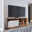 Ver imagem 1 de Rack Ripado para TV até 65 Polegadas 150cm Rodízio 2 Portas Jurere Marrom