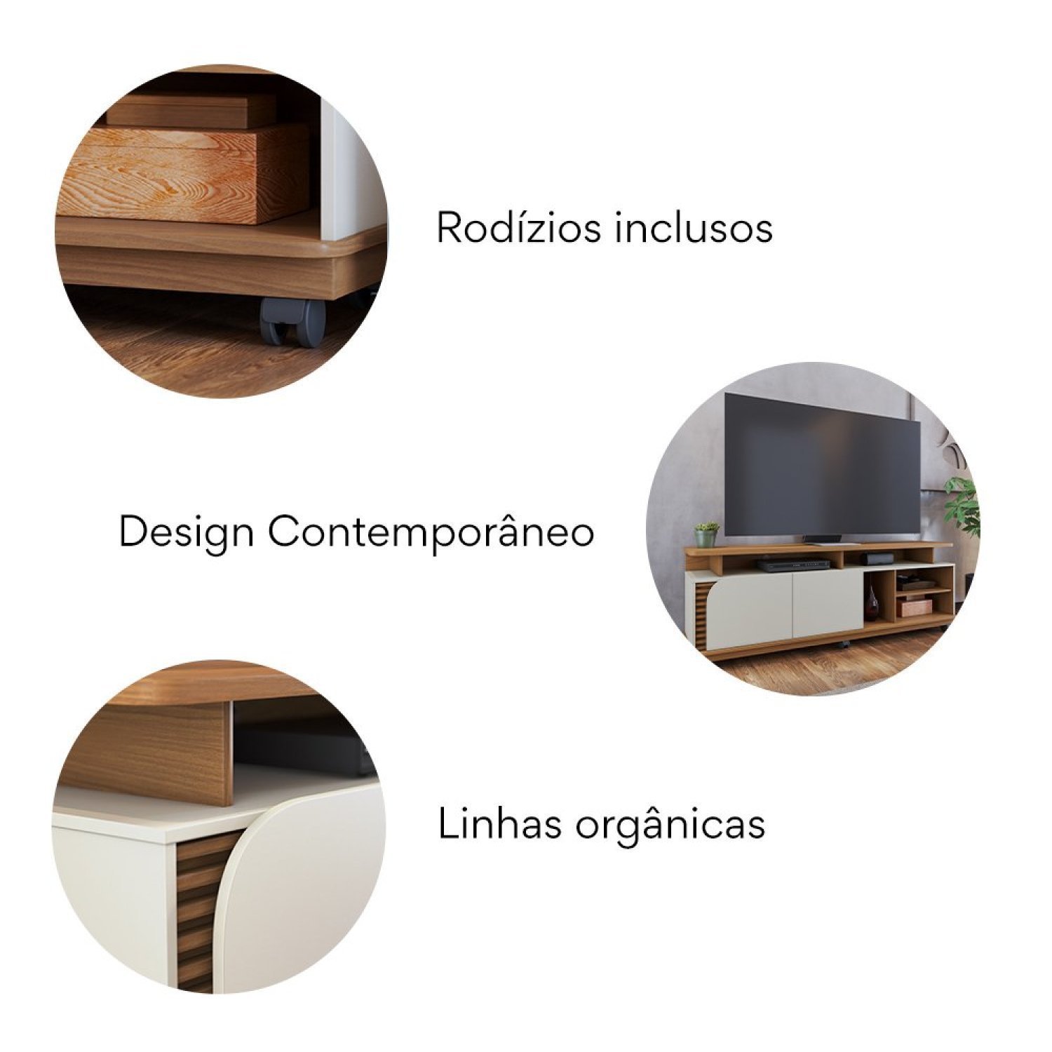 Rack para TV até  75 Polegadas com Rodízio 2 Portas Jurere 180cm - 10