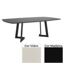 Ver imagem 1 de Mesa de Jantar Retangular 220cm Mh-5346 Madeira Laca Preta Vidro Off White