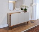 Ver imagem 1 de Buffet para Sala de Jantar 3 Portas Pés de Madeira Maciça Jurerê Off White com Freijó Bege/Matte