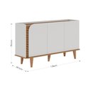 Ver imagem 6 de Buffet para Sala de Jantar 3 Portas Pés de Madeira Maciça Jurerê Off White com Freijó