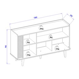 Buffet para Sala de Jantar 3 Portas Jurerê Off White com Freijó - 11