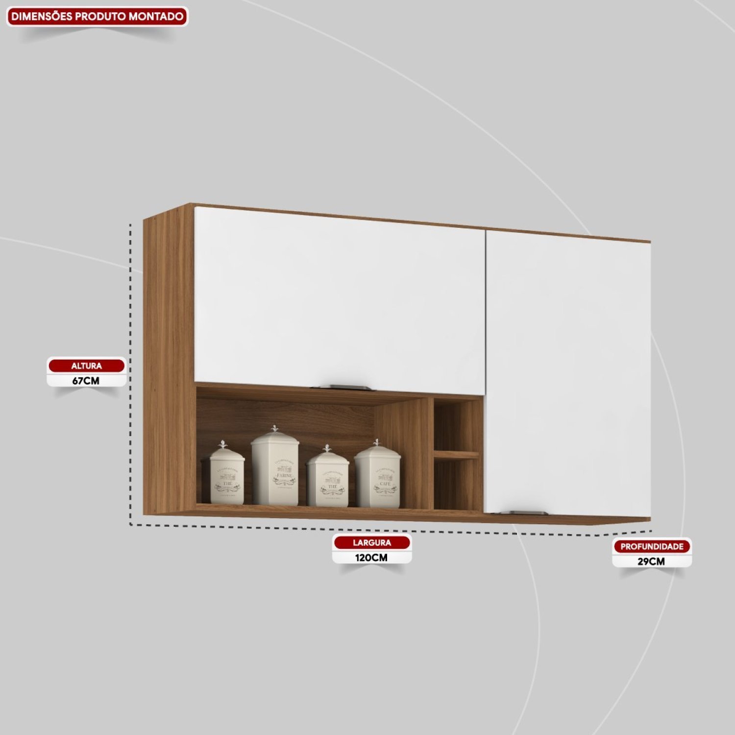 Armário Aéreo Firenze 120cm 2 Portas - Nicho | MadeiraMadeira