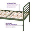 Ver imagem 4 de Cama Solteiro em Ferro Aço Carbono Tubular Teko Casatema MadeiraOriginals Verde/Álamo