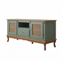 Ver imagem 2 de Rack Farm House 2 Portas com Ratan 1 Gaveta e Nicho com Pés Luiz Xv Verde Kalle Tampo e Base Imbuia