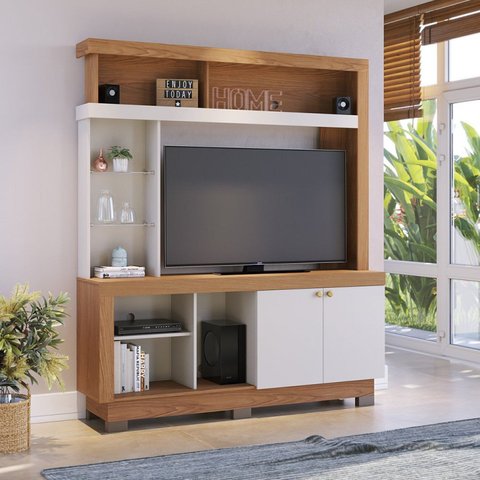 Estante para TV e Home Theater até 50 Polegadas 160,3CMX188CM 2 Portas Valença Marrom