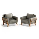 Ver imagem 2 de Kit 2 Poltronas Sabrina de Madeira Maciça com Almofada Veludo Chumbo 109