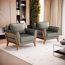 Ver imagem 1 de Kit 2 Poltronas Sabrina de Madeira Maciça com Almofada Veludo Chumbo 109
