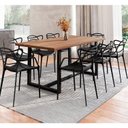 Ver imagem 1 de Conjunto Mesa de Jantar Rústica de Madeira Maciça com 8 Cadeiras Allegra