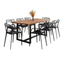 Ver imagem 2 de Conjunto Mesa de Jantar Rústica de Madeira Maciça com 8 Cadeiras Allegra Preto/Marrom