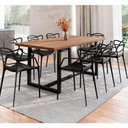 Ver imagem 1 de Conjunto Mesa de Jantar Rústica de Madeira Maciça com 8 Cadeiras Allegra Preto/Marrom