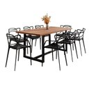 Ver imagem 2 de Conjunto Mesa de Jantar Rústica de Madeira Maciça com 8 Cadeiras Allegra Preto/Marrom
