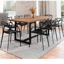 Ver imagem 1 de Conjunto Mesa de Jantar Rústica de Madeira Maciça com 8 Cadeiras Allegra Preto/Marrom