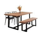 Ver imagem 2 de Conjunto Mesa de Jantar Rústica e Banco de Madeira Maciça com 2 Cadeiras Allegra