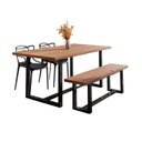 Ver imagem 2 de Conjunto Mesa de Jantar Rústica e Banco de Madeira Maciça com 2 Cadeiras Allegra