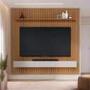 Ver imagem 1 de Painel Ripado para TV até 82 Polegadas 100% MDF 250CMX240CM 2.5 C Nicho Yescasa Marrom