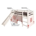 Ver imagem 4 de Cama Alta Infantil com Escorregador e Tenda em Madeira Maciça/MDF Branco/Rosa