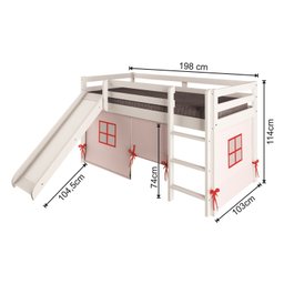 Cama Alta Kids com Escorregador e Tenda em Madeira Maciça/mdf - 3