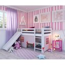 Ver imagem 1 de Cama Alta Infantil com Escorregador e Tenda em Madeira Maciça/mdf