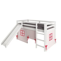 Cama Alta Kids com Escorregador e Tenda em Madeira Maciça/mdf - 2