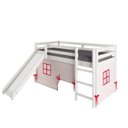 Ver imagem 2 de Cama Alta Infantil com Escorregador e Tenda em Madeira Maciça/MDF Branco/Rosa