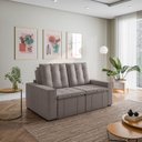 Ver imagem 3 de Sofá Cama Retrátil e Reclinável 3 Lugares 180cm em Linho Palmeira CabeCasa MadeiraOriginals Marrom