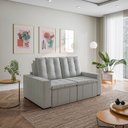 Ver imagem 3 de Sofá Cama Retrátil e Reclinável 3 Lugares 180cm em Linho Palmeira CabeCasa MadeiraOriginals Cinza