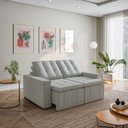 Ver imagem 1 de Sofá Cama Retrátil e Reclinável 3 Lugares 180cm em Linho Palmeira CabeCasa MadeiraOriginals Cinza