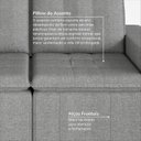 Ver imagem 7 de Sofá Cama Retrátil e Reclinável 3 Lugares 180cm em Linho Palmeira CabeCasa MadeiraOriginals Cinza